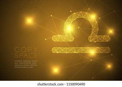 Libra Zodiac sign wireframe Polygon frame structure, Fortune teller concept design illustration isolated on gold gradient background with copy space, vector eps 10