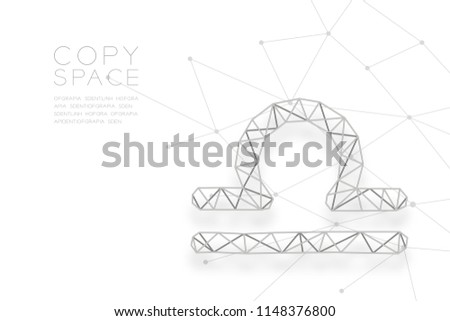 Libra Zodiac sign wireframe Polygon silver frame structure, Fortune teller concept design illustration isolated on white background with copy space, vector eps 10