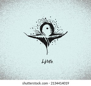 Libra. Zodiac signs in horror style. Vector illustration