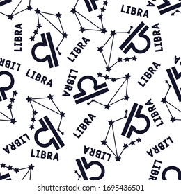 Libra zodiac star seamless pattern. Repeating Libra sign with stars on a white  background. 
design for textile, wallpaper, fabric, decor, clothes, scrapbooking.