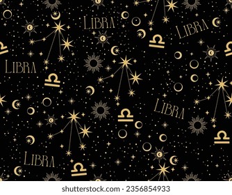 Libra zodiac star seamless pattern. Libra sign symbol stars Vector EPS10 , Design for fashion , fabric, textile, wallpaper, cover, web , wrapping and all prints