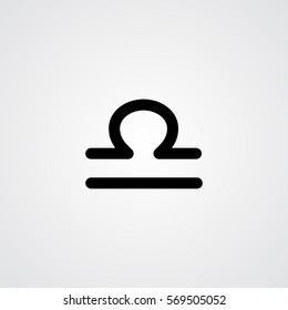 Libra zodiac symbol, black zodiac flat isolated icon on the gray background