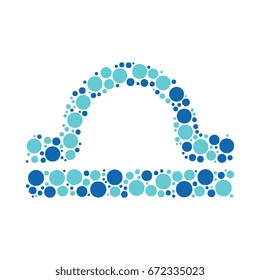 libra zodiac symbol icon filled with two-colors circles isolated on white background