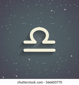 Libra zodiac symbol, zodiac icon on the background of gray starry sky