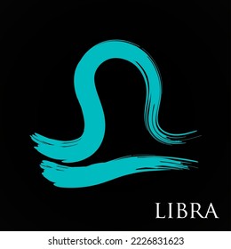 Libra zodiac symbol isolated on white background. Brush stroke Libra zodiac sign. Hand drawn vector illustration