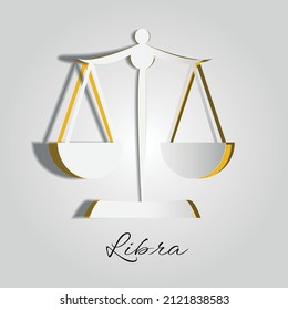 Libra, zodiac symbol on cut paper or carved paper