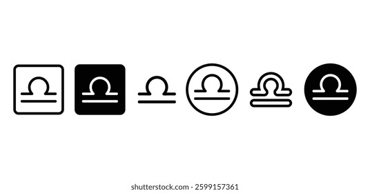 Libra Zodiac Symbols Icon Set Black and White Color Vector Design Illustration 