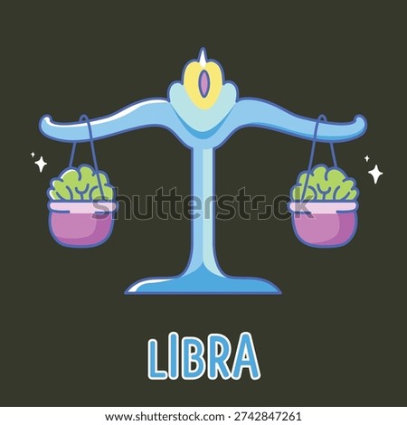 Libra Zodiac Vector Icon Illustration Dark Background