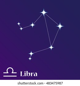 Libra zodiacal constellation vector illustration, horoscope symbol, sign of the zodiac