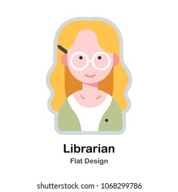 librarian avatar flat vector illustration