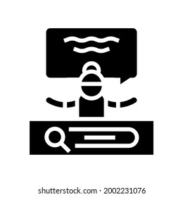 ayuda bibliotecaria para encontrar materiales en el vector de icono de glifos de biblioteca infantil. ayuda bibliotecaria para encontrar materiales en el signo de la biblioteca infantil. símbolo de contorno aislado ilustración negra