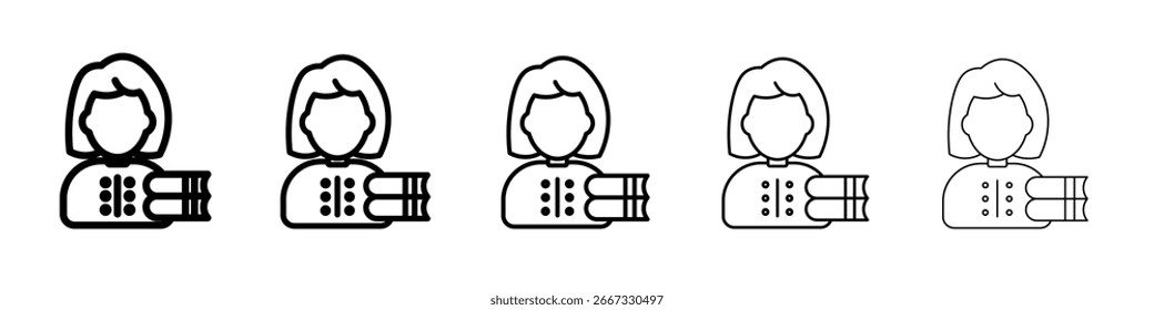 Diseño de iconos de bibliotecario, logotipo, App, interfaz de usuario. Ilustración vectorial, EPS