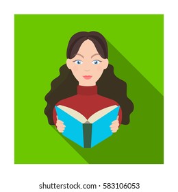 Librarian icon in flat style isolated on white background. Library and bookstore symbol stock vector illustration.