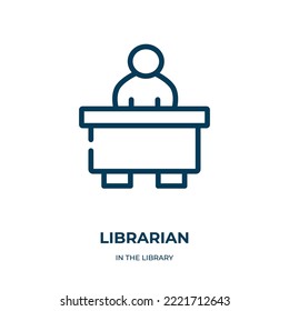 Icono bibliotecario. Ilustración vectorial lineal de la colección de bibliotecas. Guión del vector de icono bibliotecario. Símbolo de línea delgada para uso en aplicaciones web y móviles, logotipo, medios impresos.