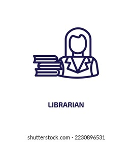 librarian icon from professions collection. Thin linear librarian, university, book outline icon isolated on white background. Line vector librarian sign, symbol for web and mobile