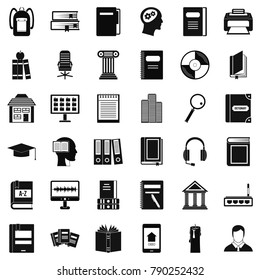 Librarian icons set. Simple style of 36 librarian vector icons for web isolated on white background