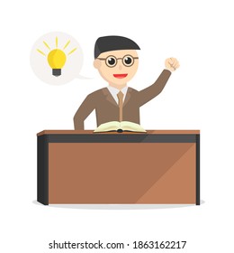 librarian male got idea information design character on white background 