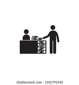 librarian at the table illustration. Element of library icon for mobile concept and web apps. Detailed librarian at the table icon can be used for web and mobile on white background