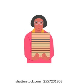Librarian, Women Career Flat Vector Illustration