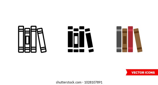 Libraries icon of 3 types: color, black and white, outline. Isolated vector sign symbol.