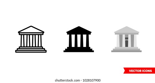 Libraries icon of 3 types: color, black and white, outline. Isolated vector sign symbol.