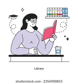 Library abstract concept vector in a flat style stock illustration