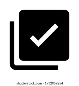 Library Add Check Icon. The Library Adds A Sign Vector On White Background.