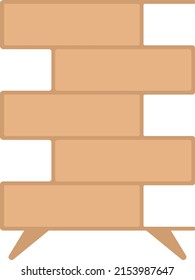 Library andor empty book shelf, made of wood, vectorized.