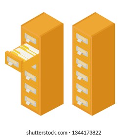 Library or archive reference card catalog. Database, knowledge base concept