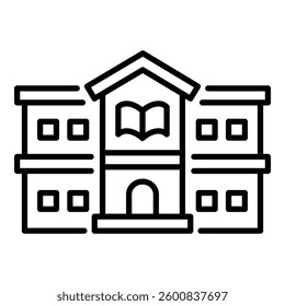 Library black line icon designed with editable stroke in black and minimal style