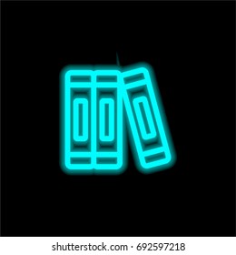 Library blue glowing neon ui ux icon. Glowing sign logo vector