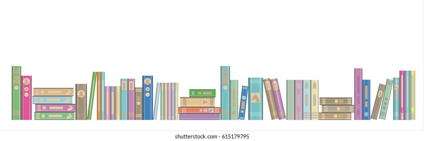 Library Book Banner With Books In A Row
