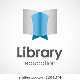 Library book education abstract vector logo design template reading and learning business icon smart company store identity symbol concept