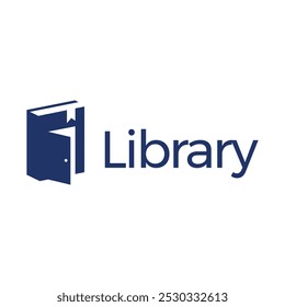 Diseño minimalista plano del logotipo del libro de Biblioteca