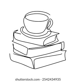 Library Book Graduation Graphic Design Decoration Vector Line Art