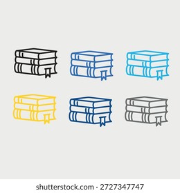 Vector de Colección de icono de línea de libro de Biblioteca.
