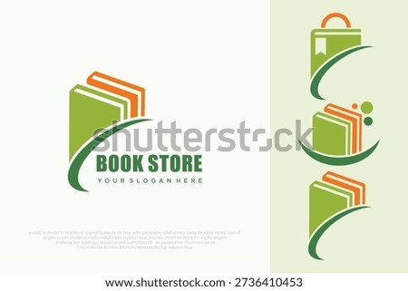 Library Book Logo with Feather Icon . vector illustration