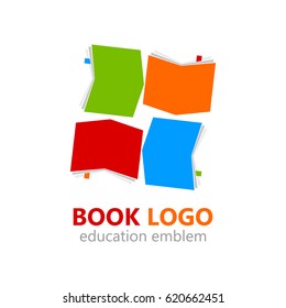 Library book logo template. Vector illustration.
