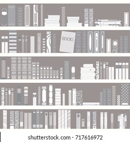  Library Book Shelf Background. Books and Knowledge. Vector Flat illustration.