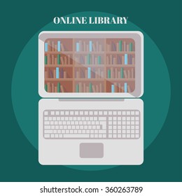 library book shelf background, row of books in bookstore vector