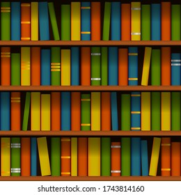 library book shelf background. vector illustration