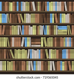 Library Book Shelf Seamless Background. Vector