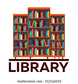 Library. Bookcase. Books and Knowledge Vector illustration.