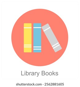 Library Books and book icon concept