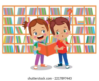 library books and cute kids