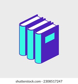 library books isometric vector illustration