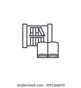 Library and books linear icon concept. Library and books line vector sign, symbol, illustration.