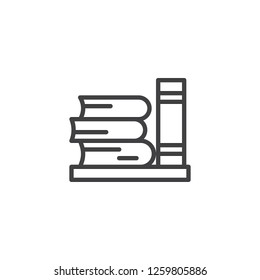 Library books outline icon. linear style sign for mobile concept and web design. Stack of books simple line vector icon. Education Symbol, logo illustration. Pixel perfect vector graphics