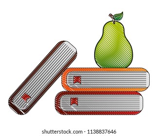 library books with pear