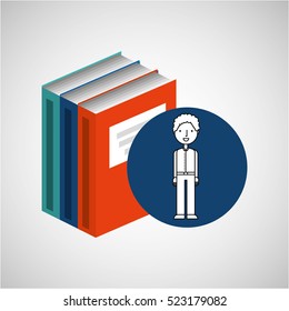library books school student boy vector illustration eps 10